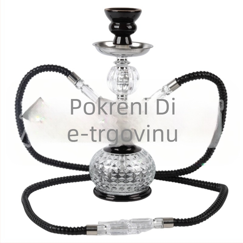 Set narghile za dvoje, kompaktna metalna nargila s dvostrukom konfiguracijom, minimalistički stil