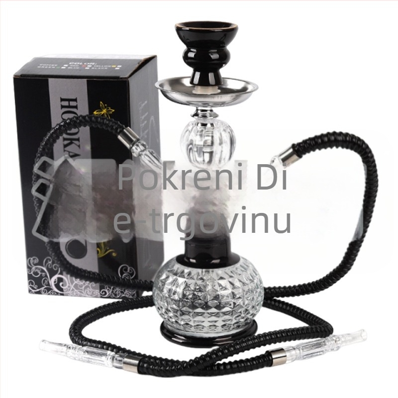 Set narghile za dvoje, kompaktna metalna nargila s dvostrukom konfiguracijom, minimalistički stil