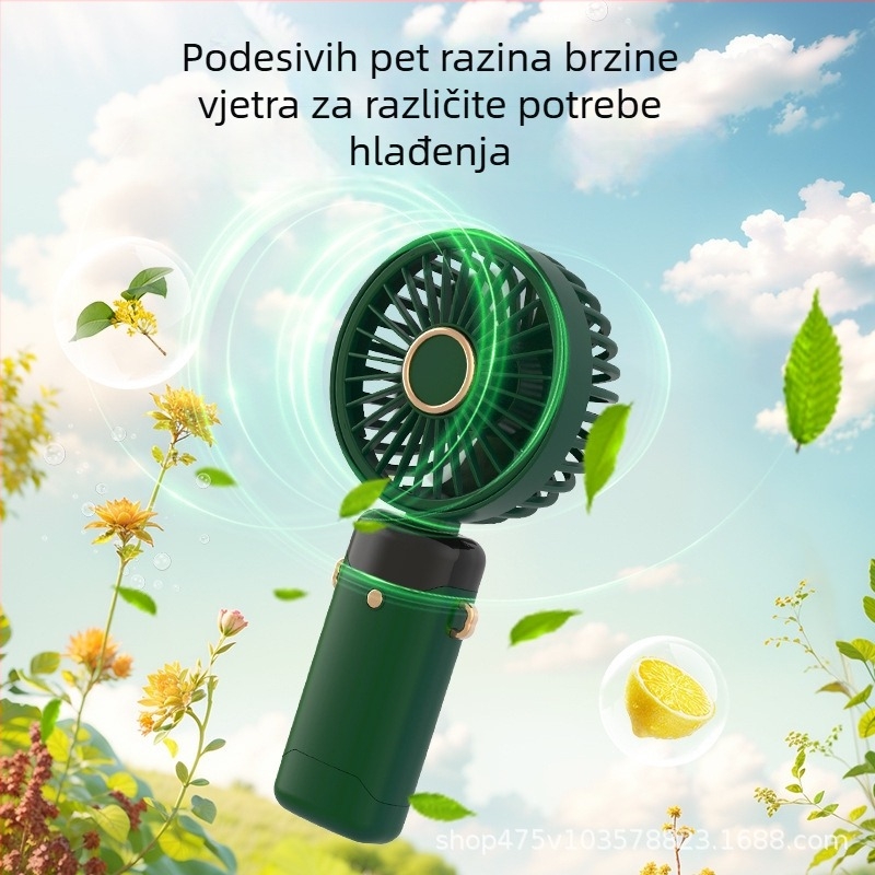 Sklopivi USB ventilator za vrat s motorom bez četkica, 5 lopatica, 5 brzina, baterija 800–1000 mAh