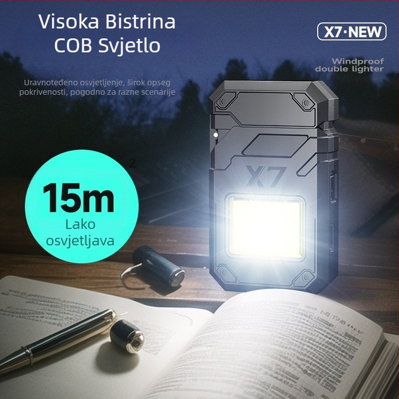 Prenosivi električni upaljač s grijnim žicom i LED svjetlom, Punjivi, 12W, 300mAh baterija, plastično kućište, Win Core