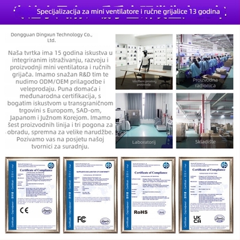 Sklopivi USB ručni ventilator s ugrađenom baterijom, bez četkica motor, 6+ lopatica, 5 brzina, tih do 36 dB