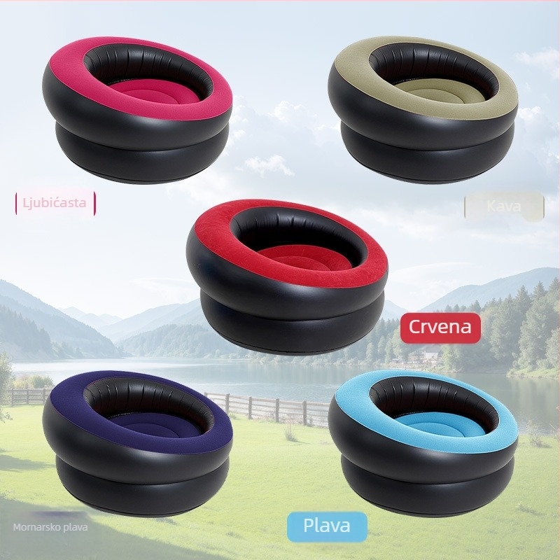 Naduvani sferni ležaljka za odrasle, PVC s flokom, prijenosno za kampiranje, 0,9 kg