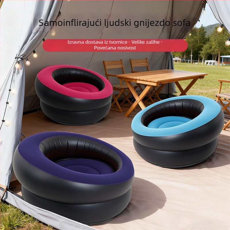 Naduvani sferni ležaljka za odrasle, PVC s flokom, prijenosno za kampiranje, 0,9 kg