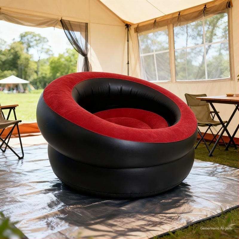 Naduvani sferni ležaljka za odrasle, PVC s flokom, prijenosno za kampiranje, 0,9 kg