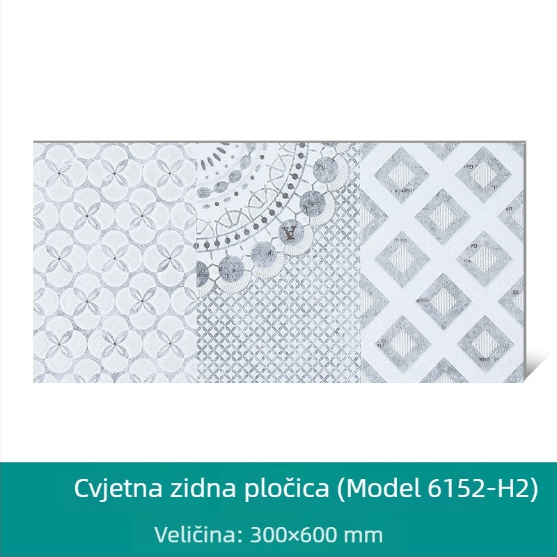 Glažirana porcelanska pločica za kuhinju i kupaonicu, sjajna površina, protuklizna i otporna na habanje, apsorpcija vode 0,5%, čvrstoća tlačna 2000