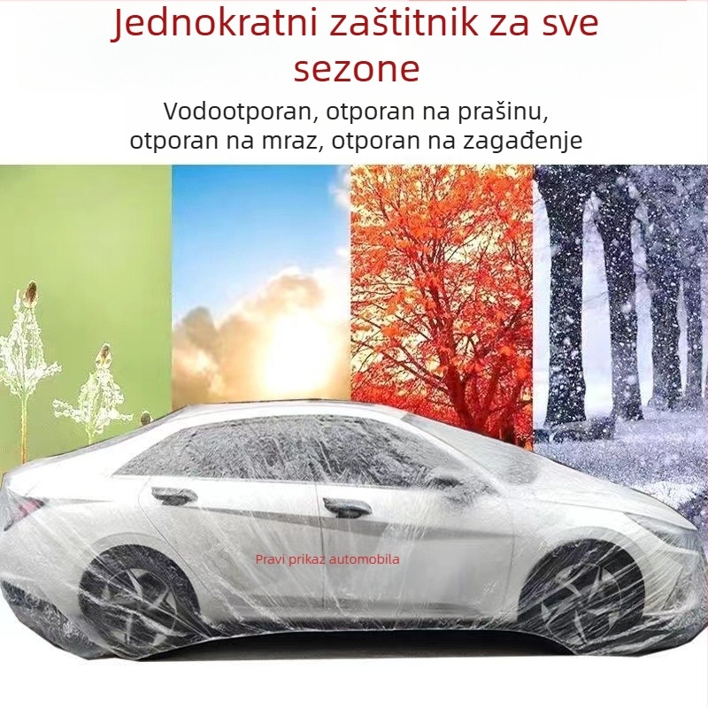 Jednokratni auto pokrov – prozirna plastična folija, zaštita od prašine, vodootporan (Brend: Drugo; Materijal: Drugo; Obrada i prilagodba: Ne; Kompatibilni modeli: Drugo; Glavna prodajna područja: Drugo; Licencirane privatne marke: Ne)