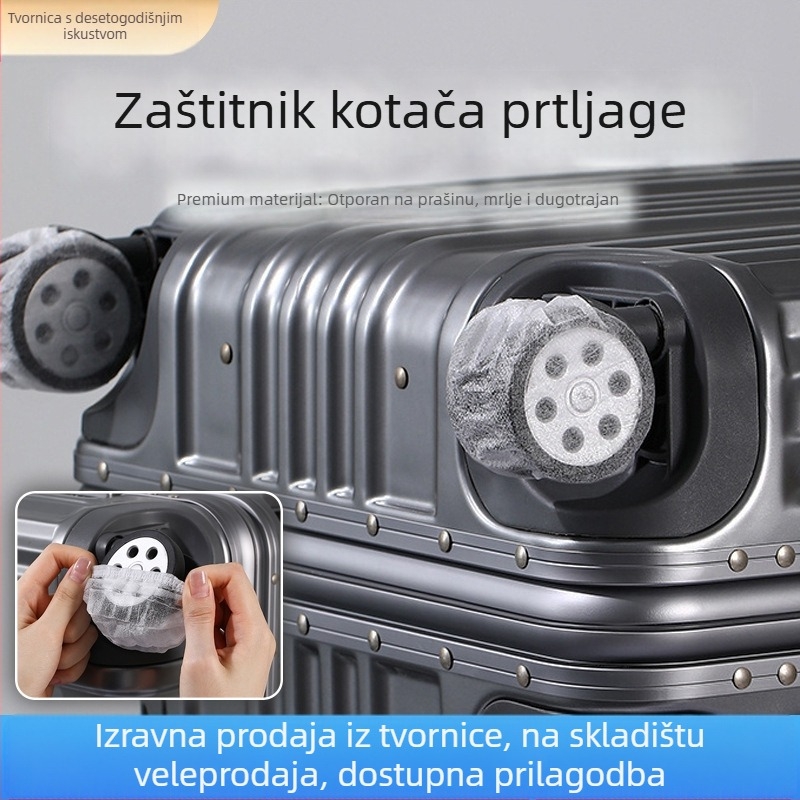 Univerzalno jednokratno zaštitno pokrivalo za kotačiće kofera — netkani materijal, elastično, pogodno za kofer, stol i stolice
