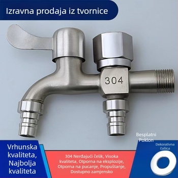 Nehrđajući čelični slavine s razdjeličem, ulaz 1, izlaz 2, univerzalna ugradnja, keramički disk ventila