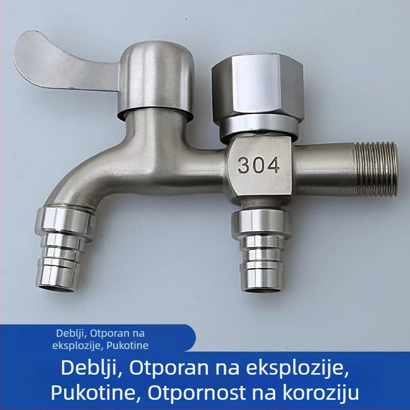 Nehrđajući čelični slavine s razdjeličem, ulaz 1, izlaz 2, univerzalna ugradnja, keramički disk ventila