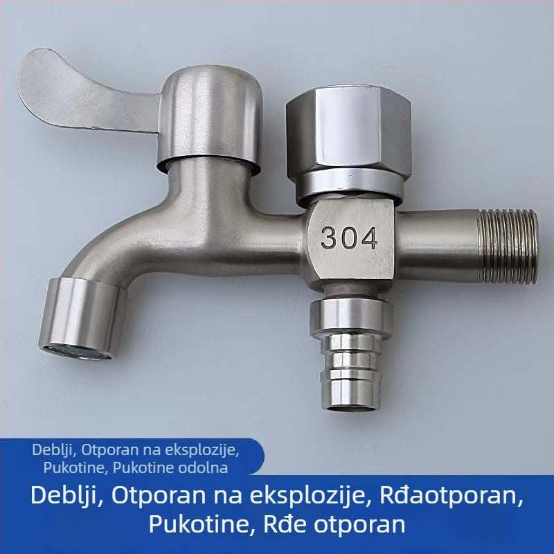 Nehrđajući čelični slavine s razdjeličem, ulaz 1, izlaz 2, univerzalna ugradnja, keramički disk ventila