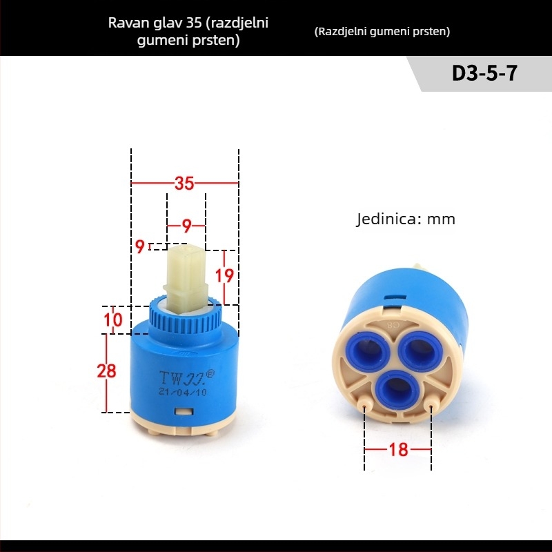 Kuhinjski slavina keramičko jezgro ventila 25/35/40 – miješanje tople i hladne vode, komplet za održavanje