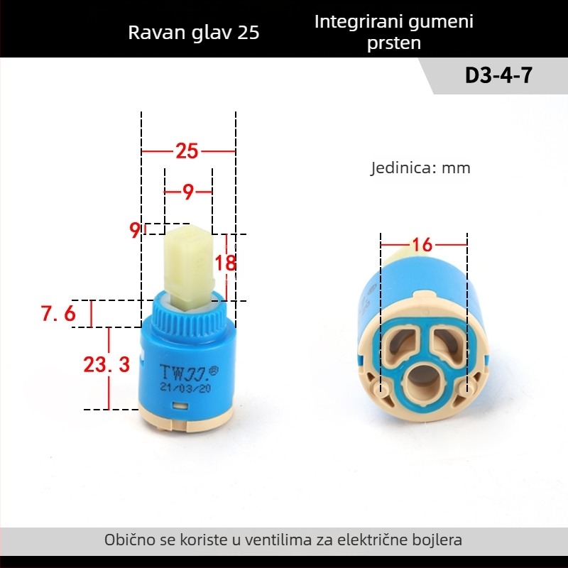 Kuhinjski slavina keramičko jezgro ventila 25/35/40 – miješanje tople i hladne vode, komplet za održavanje