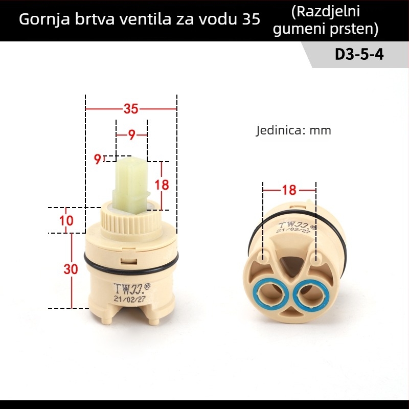 Kuhinjski slavina keramičko jezgro ventila 25/35/40 – miješanje tople i hladne vode, komplet za održavanje