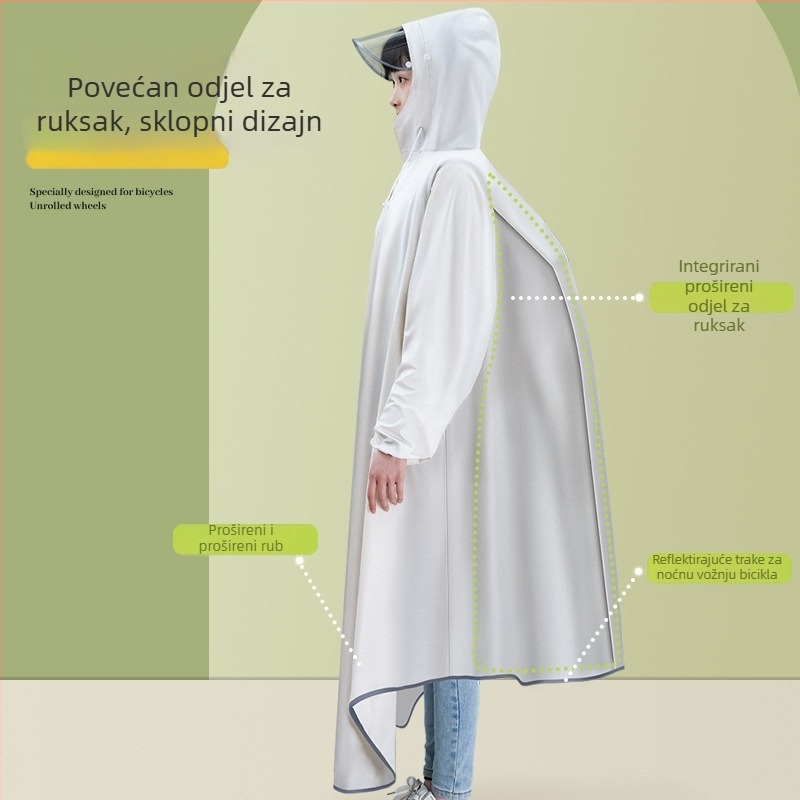 Kišni pončo za biciklizam za odrasle, PVC tkanina, za 1 osobu
