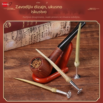 Tamper za lulu od bambusa — aluminijsko kružno dno, šuplja drvena konstrukcija, višekratni dodatak za lulu