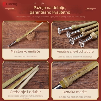 Tamper za lulu od bambusa — aluminijsko kružno dno, šuplja drvena konstrukcija, višekratni dodatak za lulu