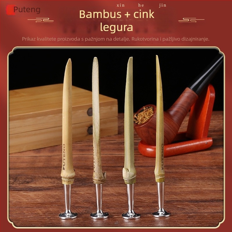 Tamper za lulu od bambusa — aluminijsko kružno dno, šuplja drvena konstrukcija, višekratni dodatak za lulu