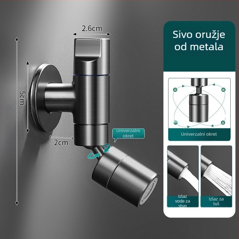 Mjedeni zidni miješajući slavina za mop sudoper, produžena, protiv prskanja, model 825, za kupaonicu i balkon