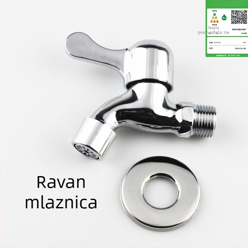 Proširena slavina za perilicu rublja, zidna ugradnja, dvostruka upotreba, cinkova legura, ulaz 15 mm, sjedalo ventila 20 mm, 1,6 MPa