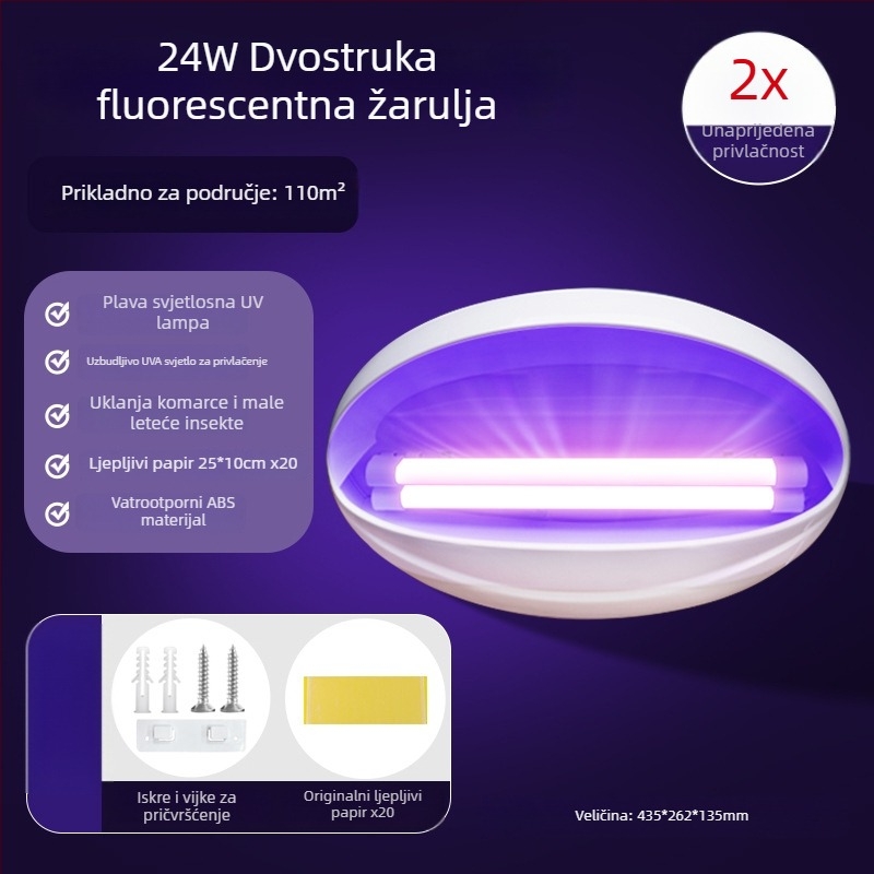 Zidna LED lampa za komarce s privlačenjem svjetlom i elektrošokom, aluminijska mreža, pogodna za 61 m² i više, 2 godine garancije