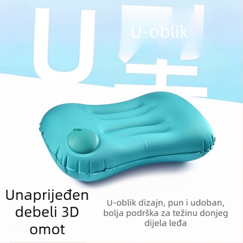 Naduvljiva putna jastučnica s potporom za struk, sklopiva, 122 g, debeli zračni jastuk