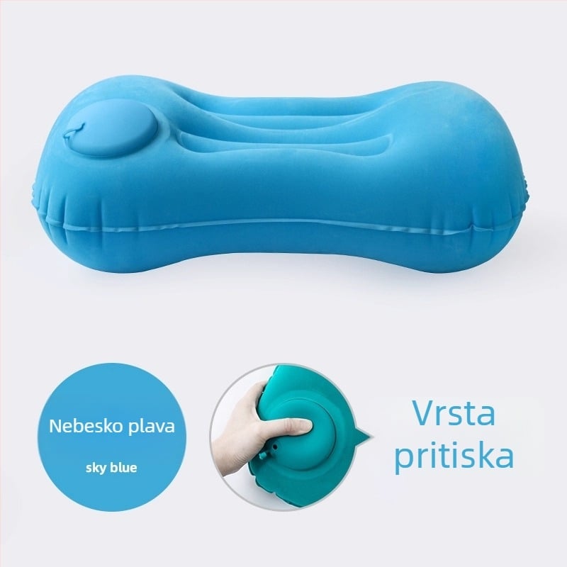 Naduvljiva putna jastučnica s potporom za struk, sklopiva, 122 g, debeli zračni jastuk