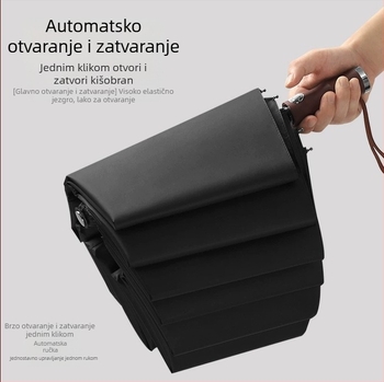 Automatski sklopivi kišobran s 10-rebnim vlaknastim okvirom, 190T tkanina, UPF50+ zaštita, tisk logotipa