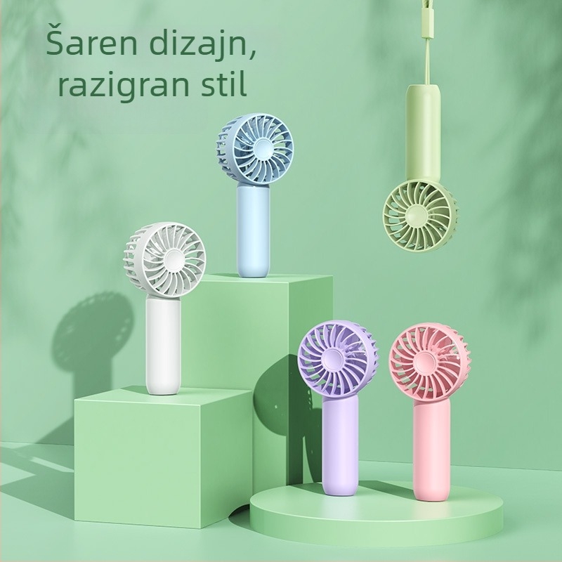 Prijenosni ručni ventilator s USB napajanjem, bezčetkasti motor, 3 lopatice, 3 brzine, ugrađena baterija 1200–2000mAh
