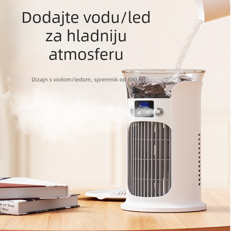 USB prijenosni stolni ventilator s raspršivanjem, 3-lopatni DC četkasti motor, 3 brzine zraka, tih rad <36 dB, 3.7V 5W