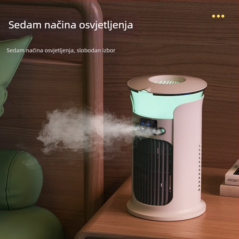 USB prijenosni stolni ventilator s raspršivanjem, 3-lopatni DC četkasti motor, 3 brzine zraka, tih rad <36 dB, 3.7V 5W