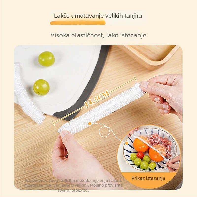 Miaojie Jednokratni PE pokrov za plastičnu foliju za hranu — protiv mirisa, otporan na visoke temperature, pogodan za hladnjak