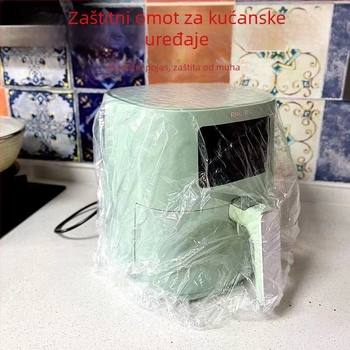 Jednokratno zaštitno pokrivalo za prašinu univerzalne vrste kuhinjske friteze s prozirnim materijalom i elastičnom trakom, dvodijelni paket, otporno na temperaturu -60°C do 140°C