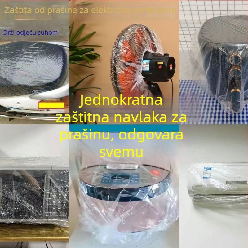 Jednokratno zaštitno pokrivalo za prašinu univerzalne vrste kuhinjske friteze s prozirnim materijalom i elastičnom trakom, dvodijelni paket, otporno na temperaturu -60°C do 140°C