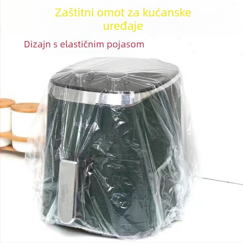 Jednokratno zaštitno pokrivalo za prašinu univerzalne vrste kuhinjske friteze s prozirnim materijalom i elastičnom trakom, dvodijelni paket, otporno na temperaturu -60°C do 140°C
