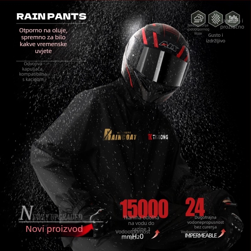 Set kišnog kaputa za motocikl – podijeljeni stil; PVC sloj; debela tkanina Chunya