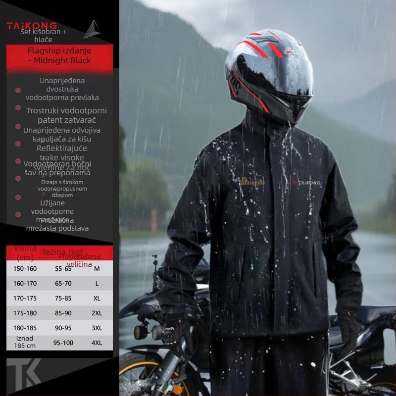 Set kišnog kaputa za motocikl – podijeljeni stil; PVC sloj; debela tkanina Chunya