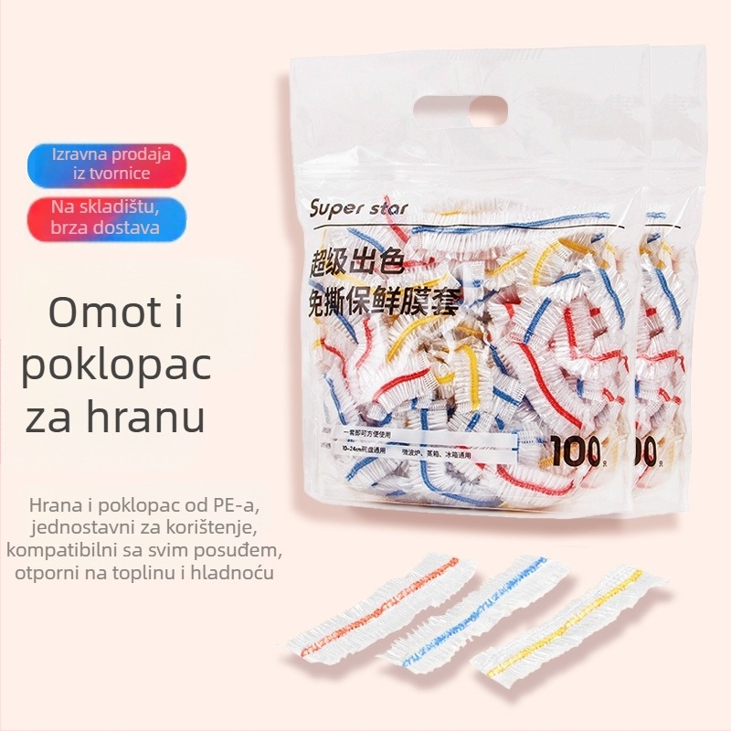 Folija za očuvanje svježine hrane, PE/Polietilen, otpornost na temperaturu -60°C do 100°C, 12+ komada, rok trajanja 36 mjeseci