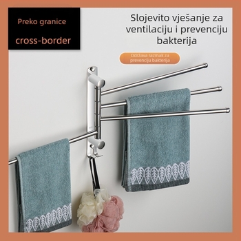 Držač ručnika od nehrđajućeg čelika, okretni, bez bušenja, višefunkcionalni sklopivi skladišni nosač, nosivost 10 kg