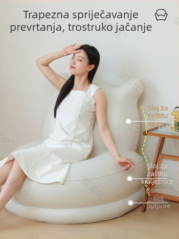 Jednoosobni napuhujući krevet-kanapa s ugrađenom pumpom, dodatno visok i debeli PVC sloj, Jia Jia You