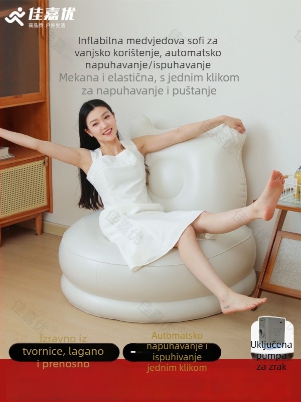 Jednoosobni napuhujući krevet-kanapa s ugrađenom pumpom, dodatno visok i debeli PVC sloj, Jia Jia You