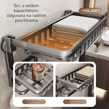 Zidni držač ručnika sa usisnim čašicama, od željeza, nosivost 5 kg, 1 razina, moderni minimalistički stil, bez bušenja
