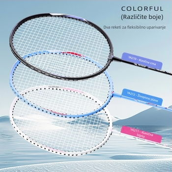 Witess badminton raketa – okvir od aluminijskog legura, težina 95–100 g, drška G4, najlon konci, ravna osovina – dvostruki set raketa za trening