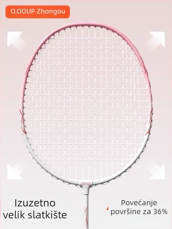 Set badminton raketa s okvirom od željeznog legura, najlonske žice, težina 95–100 g, debljina drške G5, tip reketa: ravna