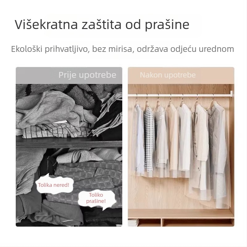 Zaštitno kućište za odjeću od prašine, PVC, prozirno, za kapute, jakne i odijela — kućna upotreba