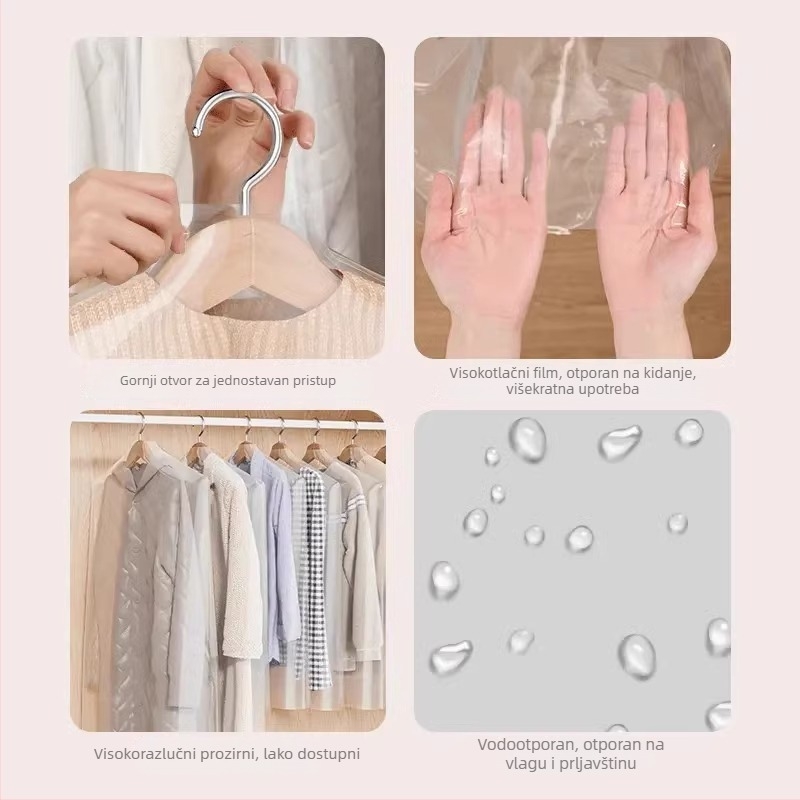 Zaštitno kućište za odjeću od prašine, PVC, prozirno, za kapute, jakne i odijela — kućna upotreba