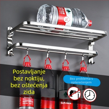Stalak za ručnike od nehrđajućeg čelika 304, zidni, model YFN-001, nosivost 20–25 kg, jedan nivo, površina: lakiranje pećnicom i poliranje