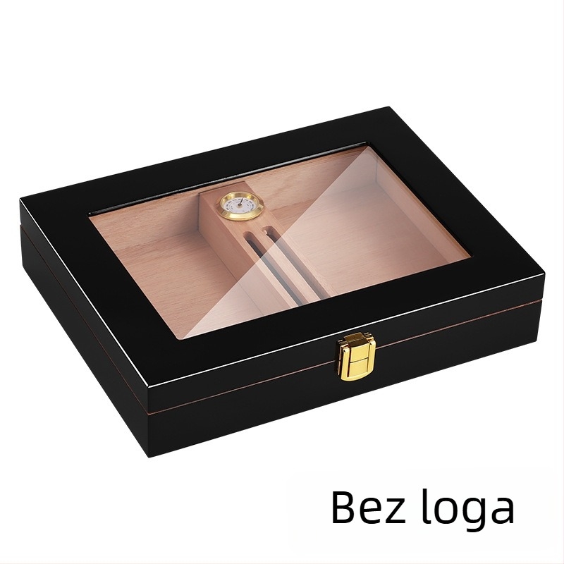 HANNICOOK cedrova kutija za cigare – mini prijenosna kutija sa skylightom, lakirana završna obrada u stilu piana, otisak logotipa, prilagodba, svijetlo luksuzan stil