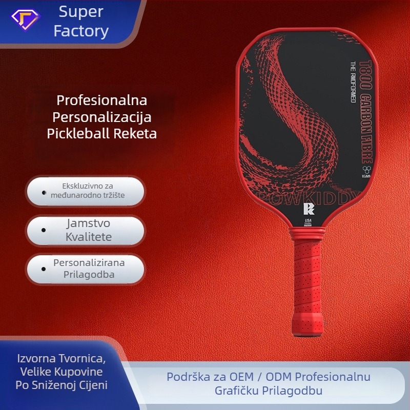 Set pickleball reketa s okvirom od vlaknastih vlakana, težina 95–100 g, debljina drške G5, pogodno za početnike i srednje napredne igrače