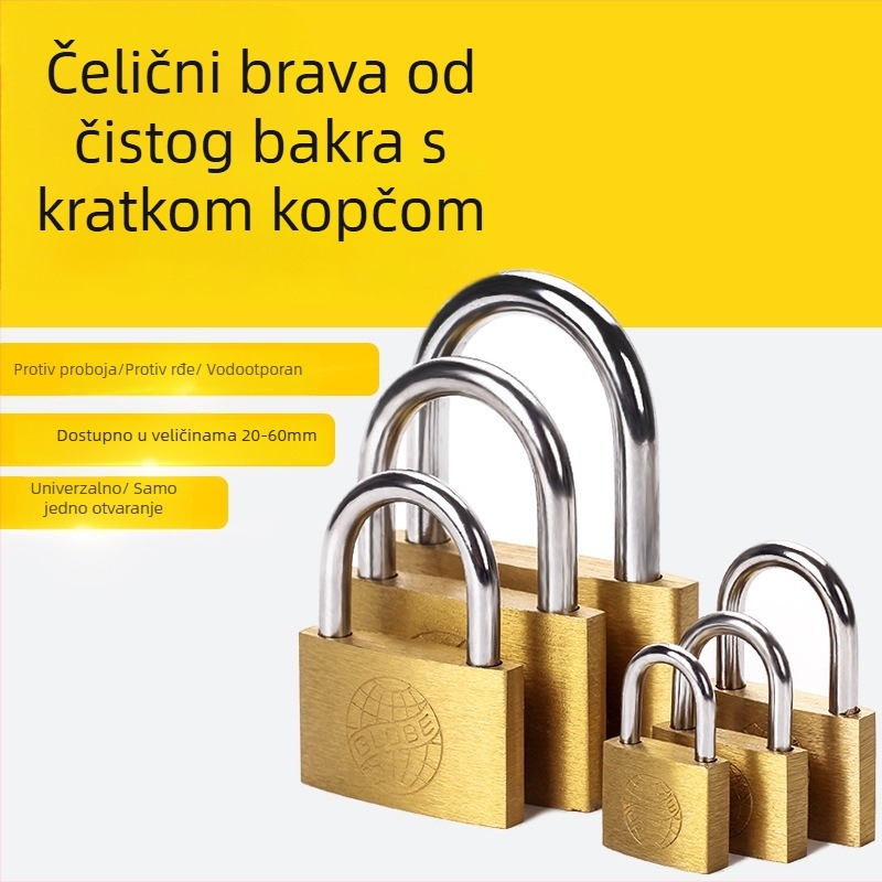 Mjedena viseća brava, model g-type, za ormariće i vrata, moderni minimalistički stil