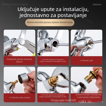 Set jezgre ventila slavine od bakra keramike, model HX-A-1266 (180° okret, maksimalna temperatura 99°C, vijek trajanja 10 godina)